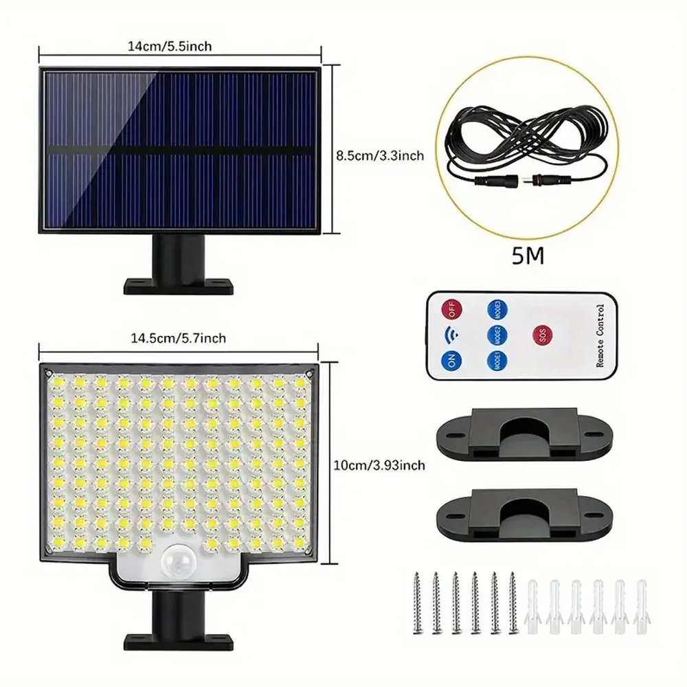 1 Stück, 106 LEDs Solar-Split-Straßenlaterne für den Außenbereich, Hofbeleuchtung, Haushaltsstraßenlaterne