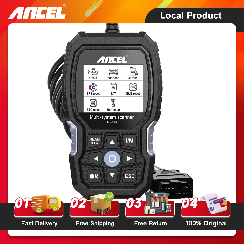 ANCEL BZ700 OBD2 Kfz-Scanner passend für Mercedes Benz Sprinter Smart, 9+ Reset Full System Car Code Reader Diagnosetool