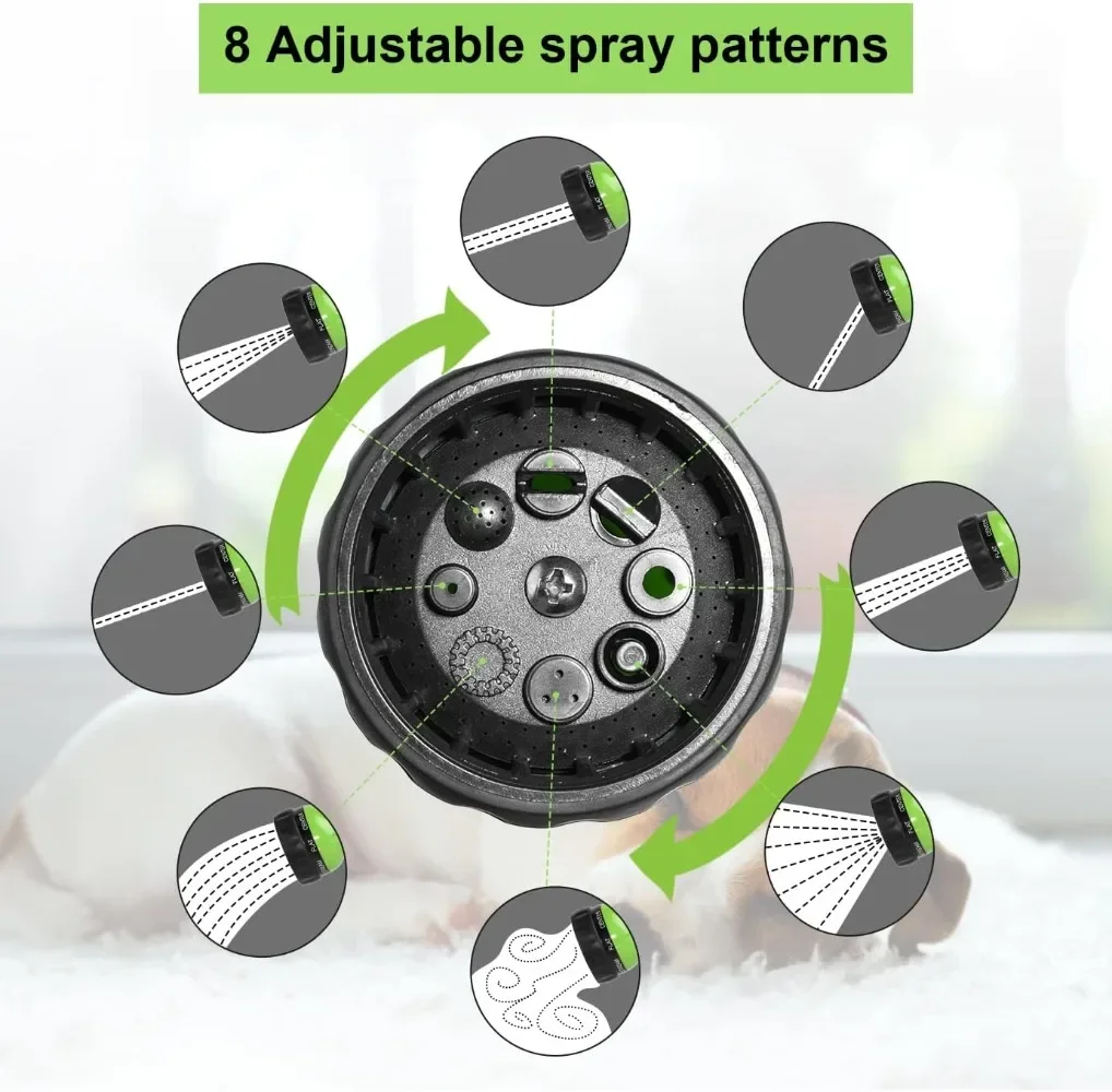 สุนัข Shower Sprayer 8 in 1 สัตว์เลี้ยงทําความสะอาดแมวสุนัขปืนอาบน้ําแรงดันสูงหัวฉีดโฟมสวนรถสัตว์สุนัขล้างเครื่องมือ