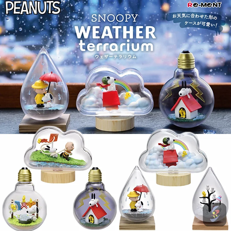 RE-MENT Snoopy Scene Flasche Wetterflasche Miniatur Spike Andy Blind Box Spielzeug Anime Figuren Sammeln Sie Ornamente