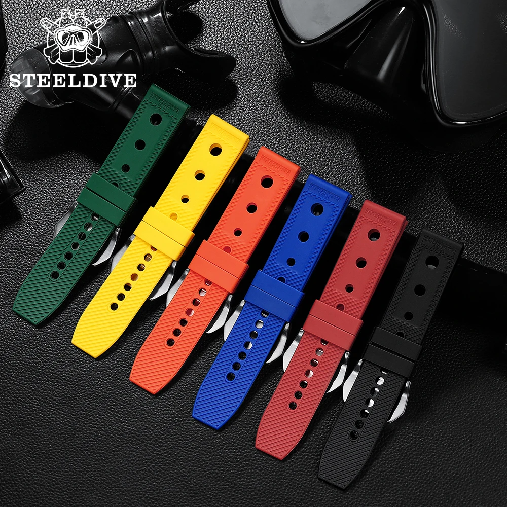 STEELDIVE 自動時計ストラップ交換用時計バンド自動時計 22 ミリメートルブレスレットブルーダイブウォッチラバーストラップ 20/22 ミリメートル