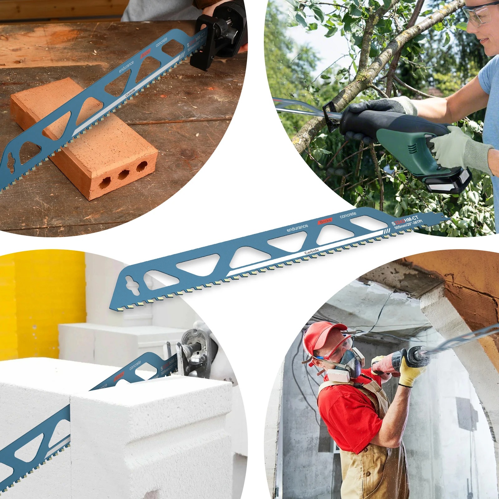 Reciprocating Saw Blade 10/12/18/20in Universal Cutting Recip Sabre Saw Blade Masonry Cutting Blade for Cement Composite Panels