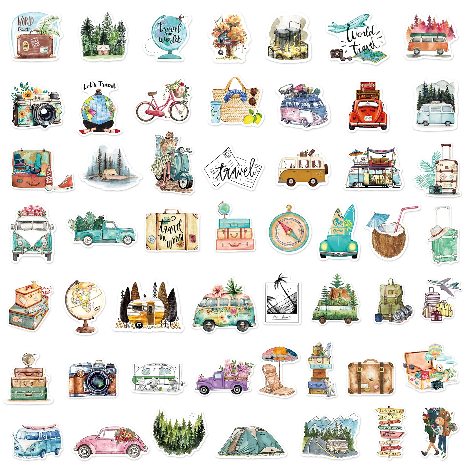 屋外旅行ステッカー,風景,落書き,携帯電話のヘルメット,防水PVC, DIY,防水,DIY,ハンドブックプレイ,新しいトレンド,50個