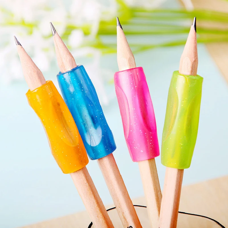 4 Cái/Túi Nhiều Màu Sắc Silicone Bút Cho Bé Tập Viết Chữ Dụng Cụ Thiết Bị Hiệu Chỉnh Cá Bút Chì Nắm Viết Viện Trợ Cầm Văn Phòng Phẩm