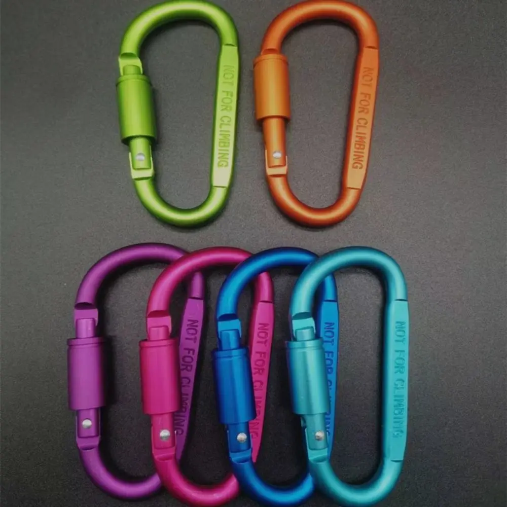 LLavero de hebilla de seguridad de aleación de aluminio Multicolor con bloqueo, botón de escalada, mosquetón en forma de D, gancho para deportes al aire libre, Camping y senderismo