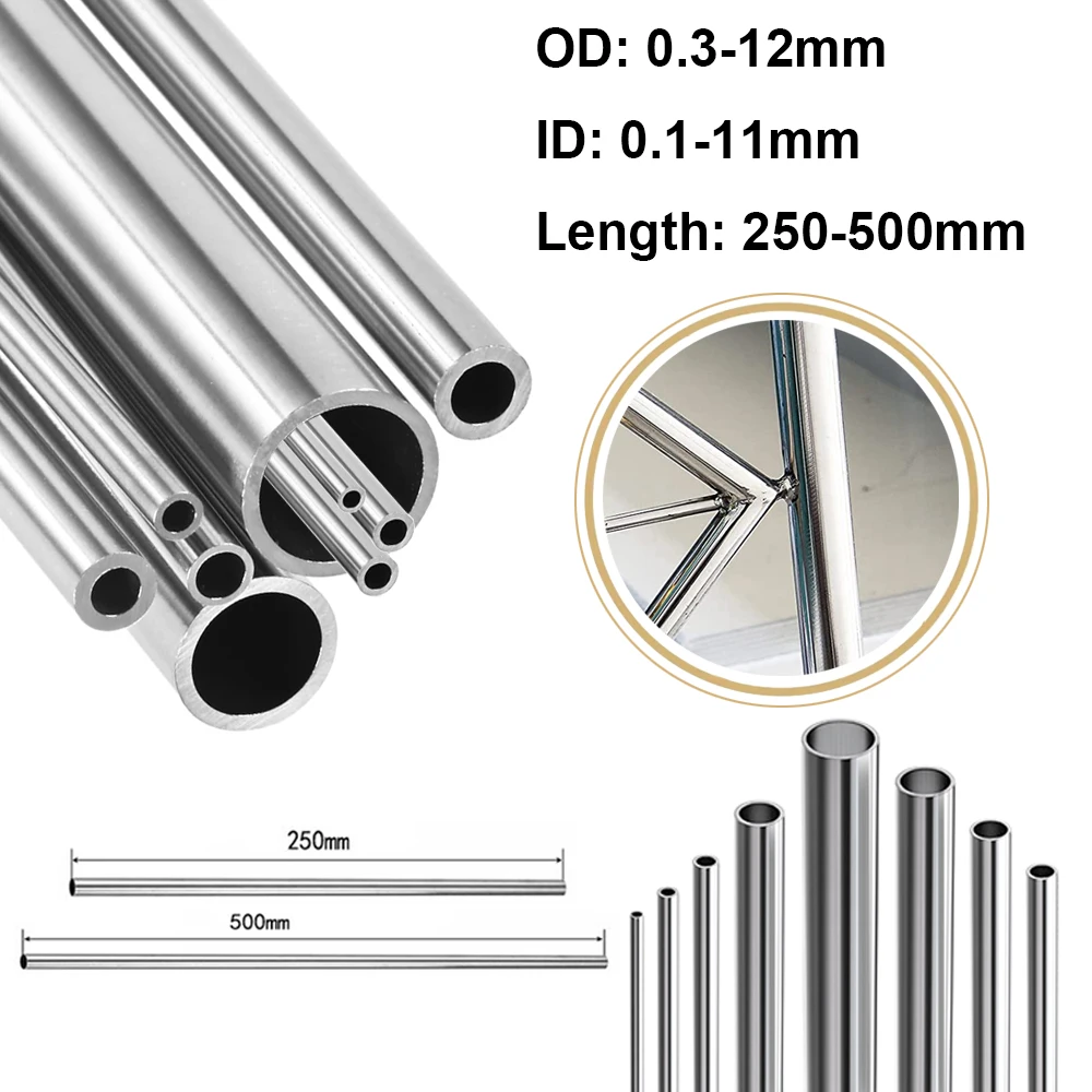Tubo capilar de aço inoxidável 304, 1-10 peças, 10x8mm / 8x6mm / 4x3mm / 6x4mm / 3x2mm/12x10mm, comprimento da banheira de aço inoxidável 250mm 500mm