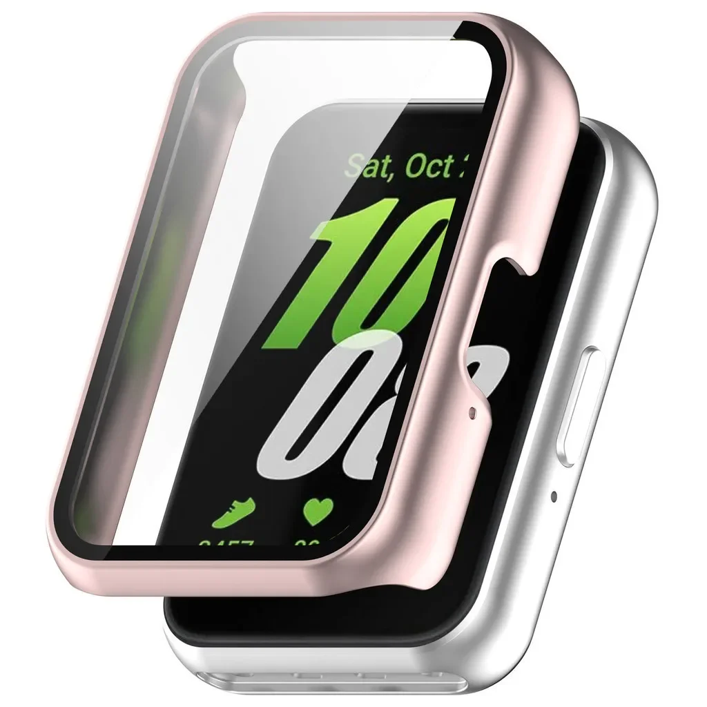 Capa protetora para smartwatch, capa protetora para samsung galaxy fit 3 SM-R390 pc com vidro temperado, anti-queda e antiarranhões