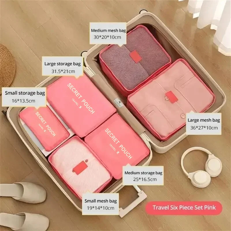 กระเป๋าเก็บสัมภาระเดินทาง 6 ชิ้น, กระเป๋าเก็บของน้ําหนักเบาอเนกประสงค์, กระเป๋า Duffle กันฝุ่น