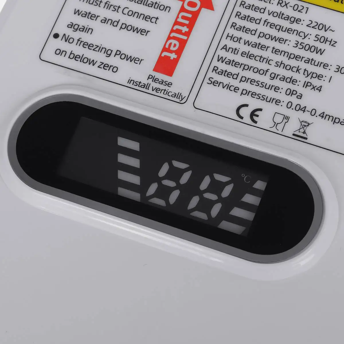 LCD Digital eléctrico sin tanque 3500W Mini calentador de agua caliente instantáneo grifo de cocina calefacción temperatura constante automática