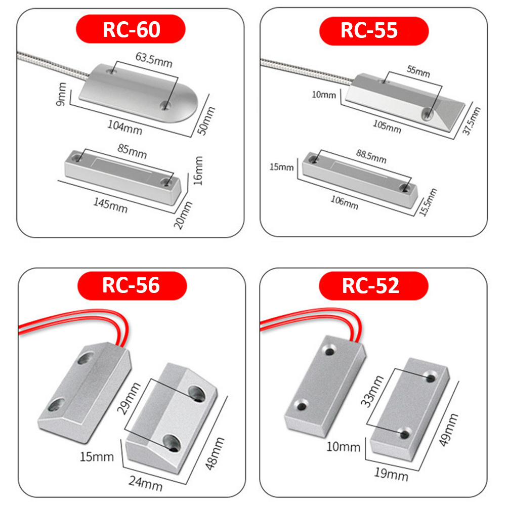 เซ็นเซอร์ประตู NC โลหะแบบมีสายลูกกลิ้งชัตเตอร์ประตูแม่เหล็ก Contact Reed Switch สําหรับ Security Alarm System