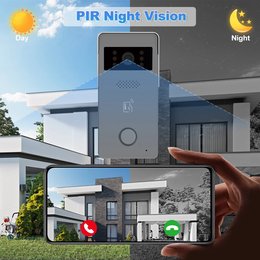 2 Wire Smart Home Tuya Wifi 1080P Video Intercom Video Door Phone 7'' Color Touch Screen Camera Doorbell Door Security System