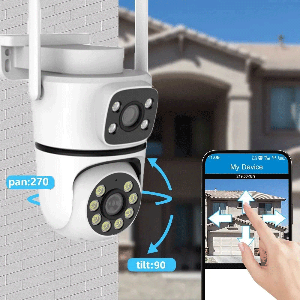 10MP Tuya Wifi PTZ Camera 4K Dual Lens Dual Screen Security Camera IR Human Detection Outdoor Wireless Surveillance 10X Zoom Cam