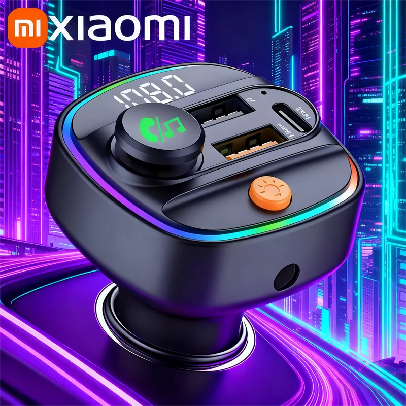 FM-передатчик Xiaomi Bluetooth 5,3 Автомобильный AUX-радио модулятор громкой связи MP3-плеер с адаптером быстрой зарядки Автоаксессуары
