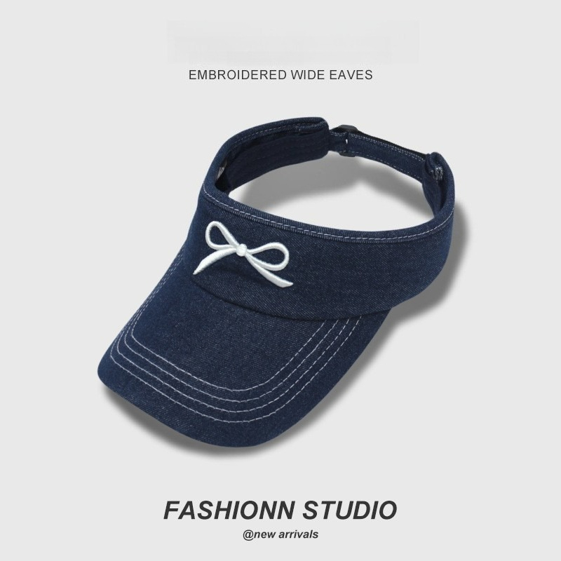 New Adjustable Sun Hat Women Korean Bow Design Large Head Size Friendly Ponytail Summer UV Protection Breathable Sun Visor Cap