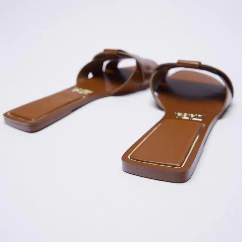 Pantoufles d'Été à la Mode pour Femme, Chaussures d'Extérieur Décontractées, Respirantes, Plates en Forme de T, Souples et Confortables, Sandales à Talons Ouverts