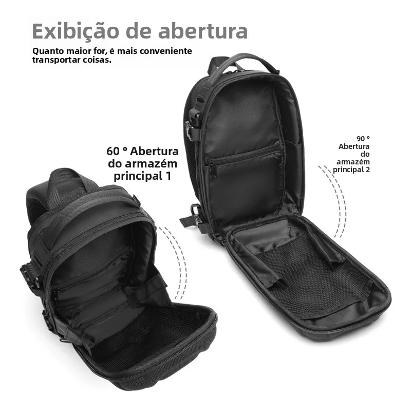 Ozuko Nova Bolsa Tática Multifuncional de Moda Masculina para Atividades ao Ar Livre, Bolsa de Peito em Tecido Ox com Fec...