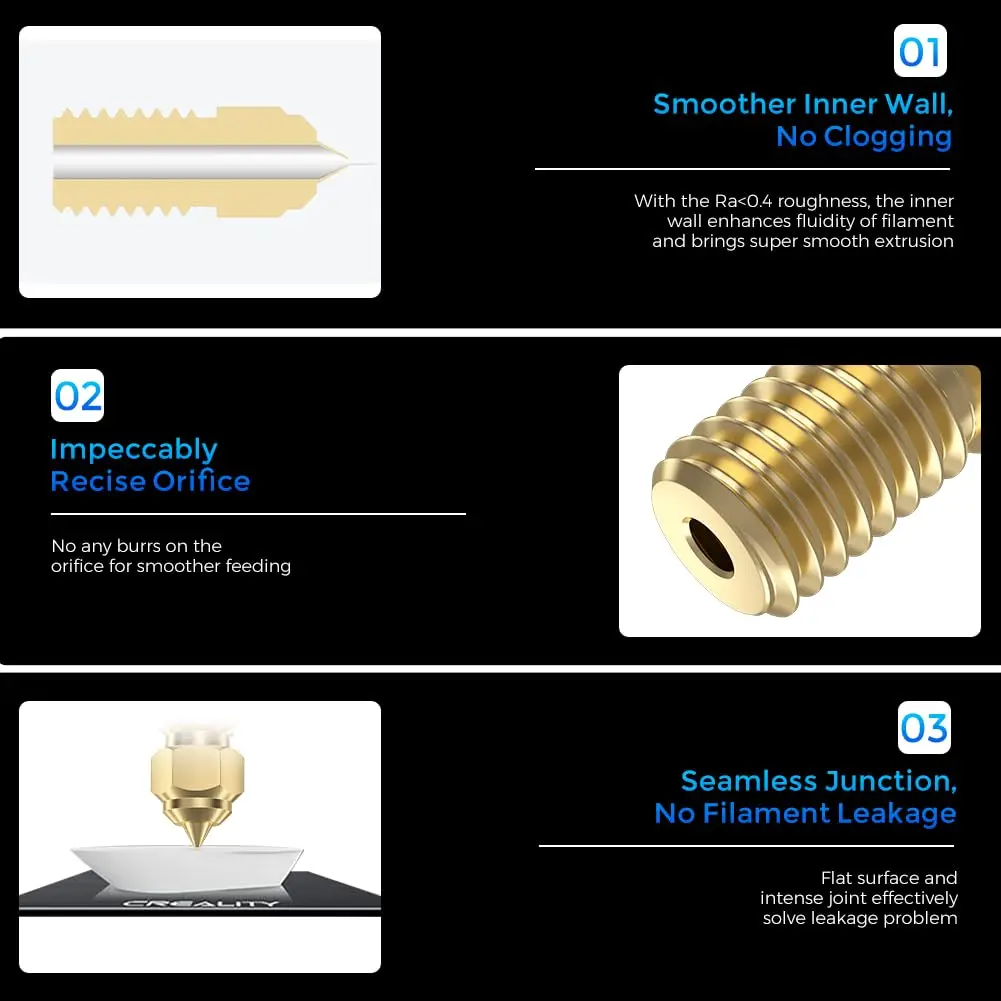 Creality Ender 3 V3 SE ノズル 0.4mm 5 個高速真鍮ノズルホットエンド押出機ノズル Ender 5 S1/M6/Ender 7 3D プリンタ用