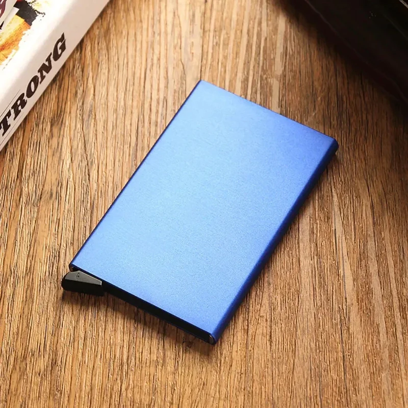 Portafoglio intelligente ultrasottile Rfid per uomo e donna, porta carte di credito pop-up, mini portafoglio minimalista in metallo