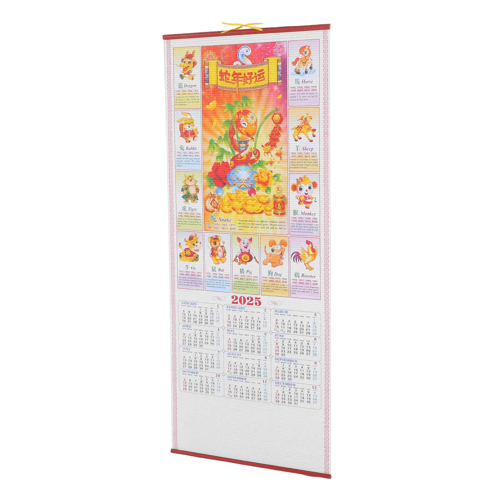 2025 Wall Calendars Chinese Lunar Year of The Snake Hanging Scroll Desk Calander Paper Planning