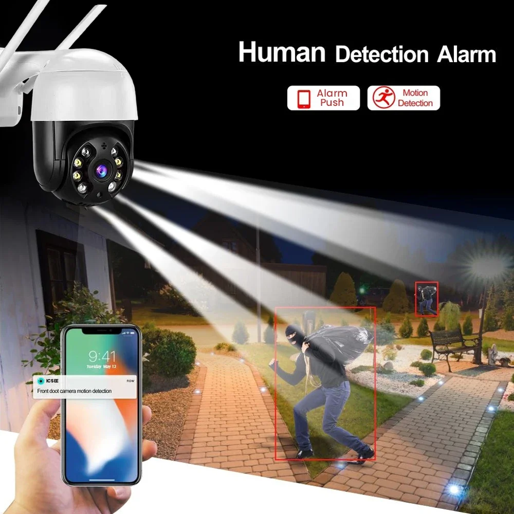 4K 8MP PTZ Wifi IP Kamera Outdoor Wireless mit 4X Digital Zoom AI Menschliche Erkennung H.265 P2P Audio 1080P Sicherheit CCTV Kamera