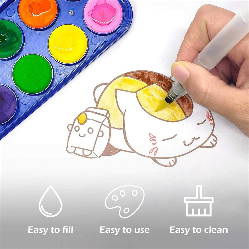 Juego de 7/9/12 Uds de pinceles de acuarela, súper fácil de usar y llenar para lápiz de color Soluble en agua, pincel acuático para principiantes