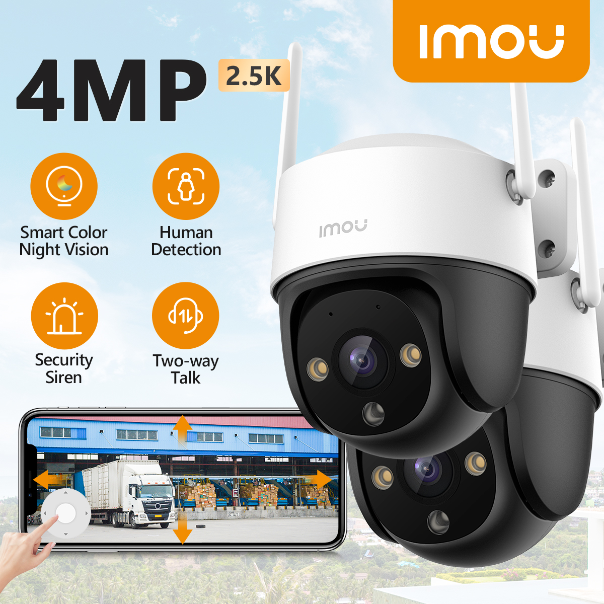 IMOU 2PCS Outdoor IP66 Cruiser SE+ 4MP Set Cámara Wi-Fi Seguridad Smart Color Visión nocturna 360 °   Cobertura Seguimiento automático inteligente