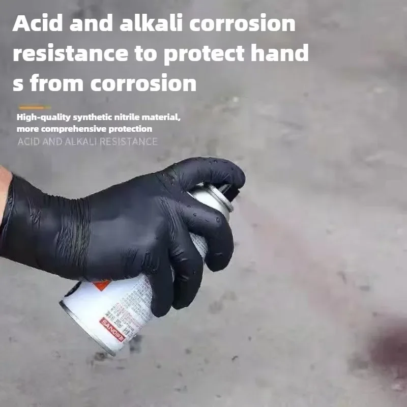 Luvas descartáveis pretas de nitrilo, látex e sem pó para tatuagem, manicure, limpeza de salão de beleza, luva descartável de látex para trabalho de alimentos