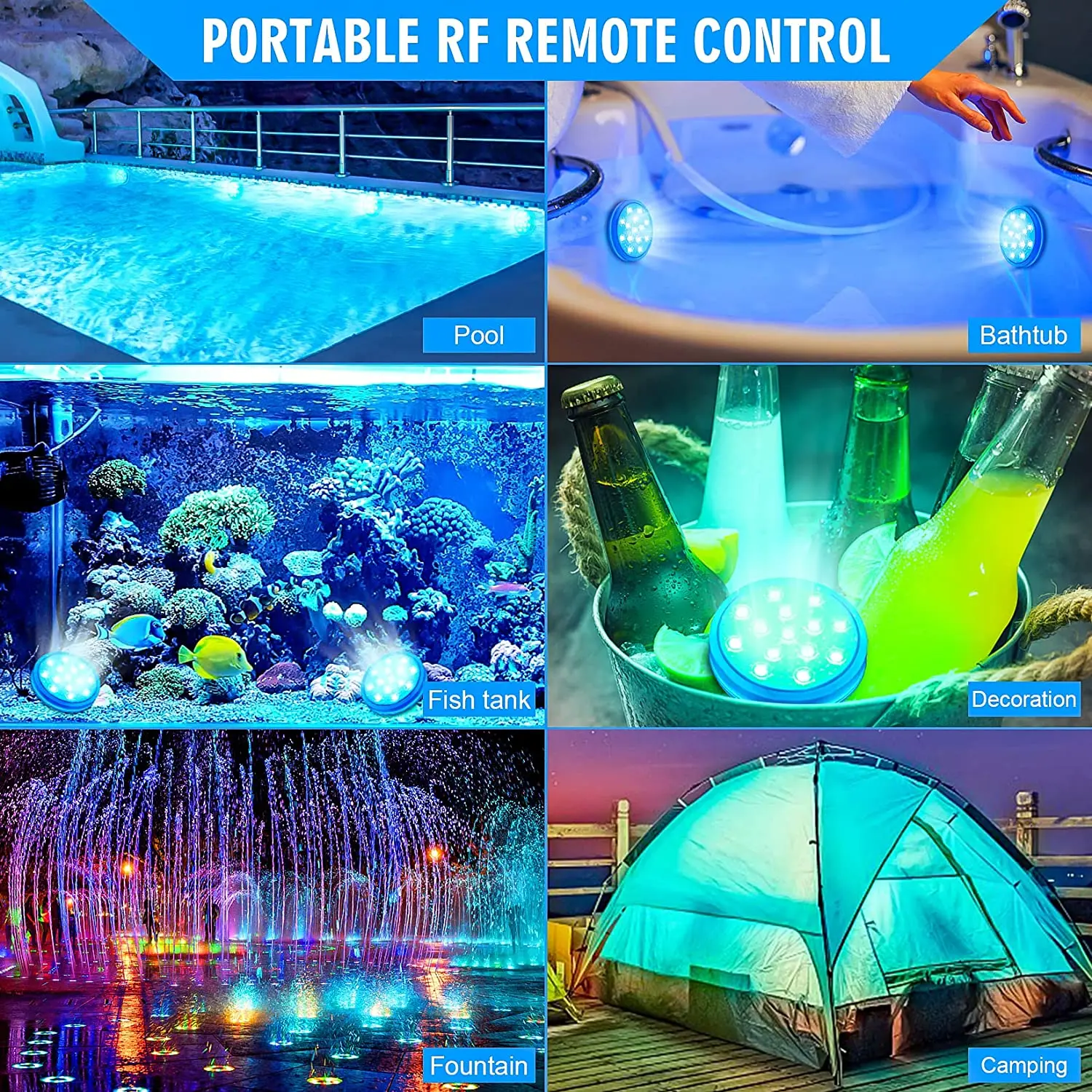 Luces de piscina sumergibles subacuáticas recargables con control remoto IP68 luces flotantes Led que cambian de Color impermeables para baño de hidromasaje