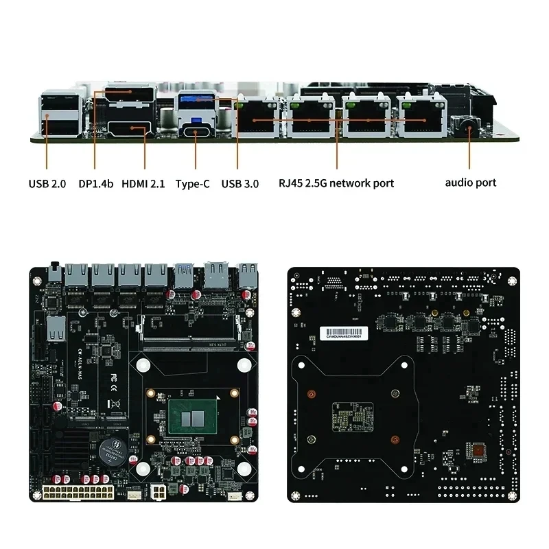 6-Bay N100 N150 i3-N305 N355 NAS Płyta główna Intel 4x i226-V 2.5G LAN 2*NVMe 6*SATA3.0 DDR5 Mini ITX Płyta główna PCIex1 Type-C