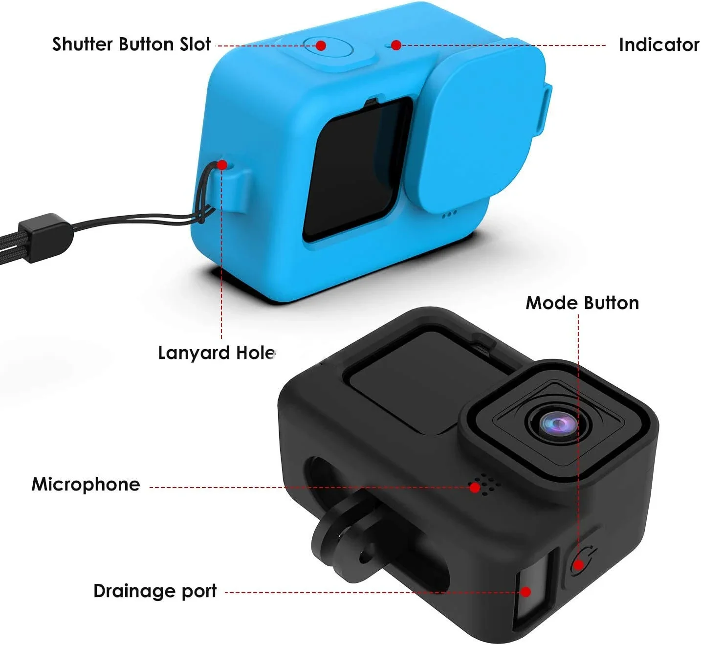 Ốp Lưng Silicon Cho GoPro Hero 10 9 Đen Kính Cường Lực Màng Bảo Vệ Ống Kính Dành Cho Đi Pro 10 9 Ốp Lưng