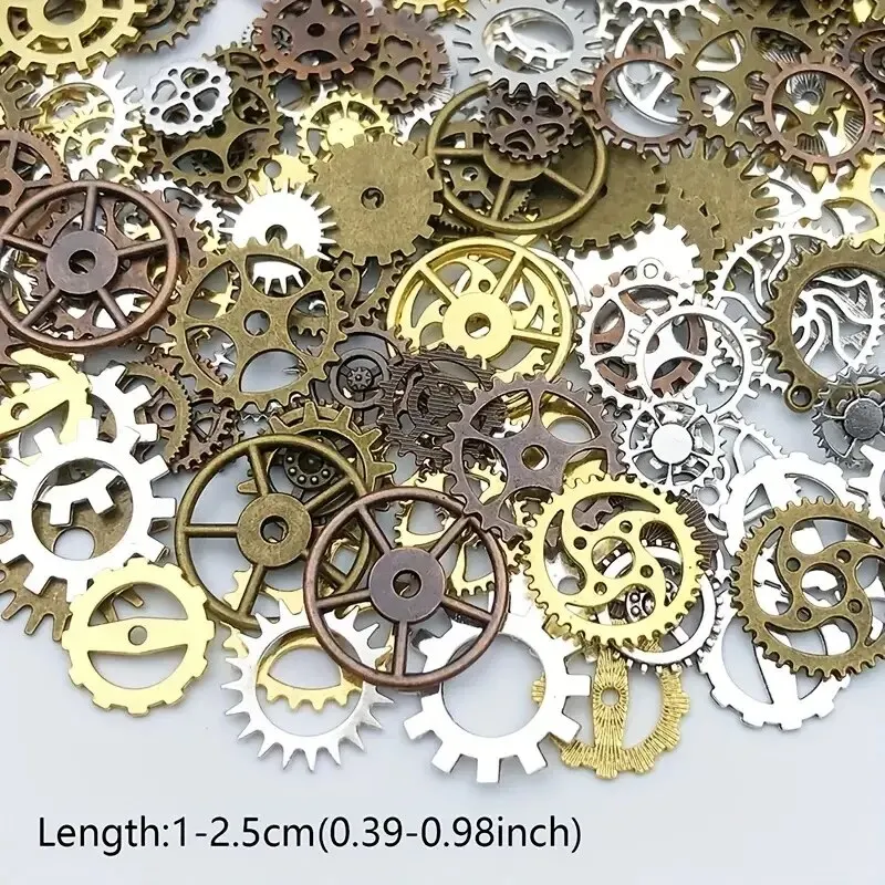 ประมาณ 50g สุ่มผสมสีขนาดผสมโลหะ Steampunk Cogs เกียร์ Charms จี้สําหรับเครื่องประดับ DIY ทําอุปกรณ์