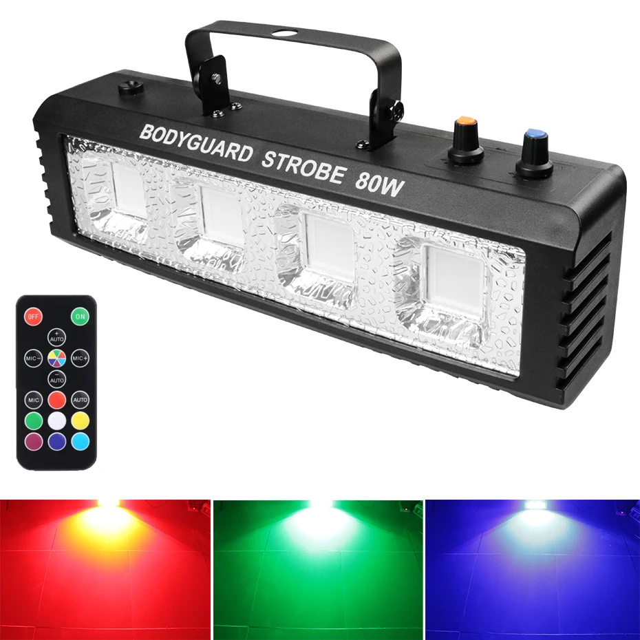 คนต่างด้าว RGB สีขาว DJ Disco Strobe ไฟ 40W 60W 80W 100W รีโมทคอนโทรลเสียงแฟลชงานแต่งงานวันหยุด Stage Lighting Effect