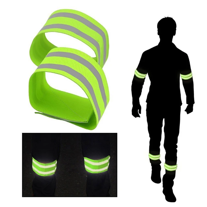 1 paio di fasce riflettenti, bracciale elastico, cinturino alla caviglia, cinghie per le gambe, riflettore di sicurezza per bambini, ciclismo notturno all'aperto, jogging, corsa