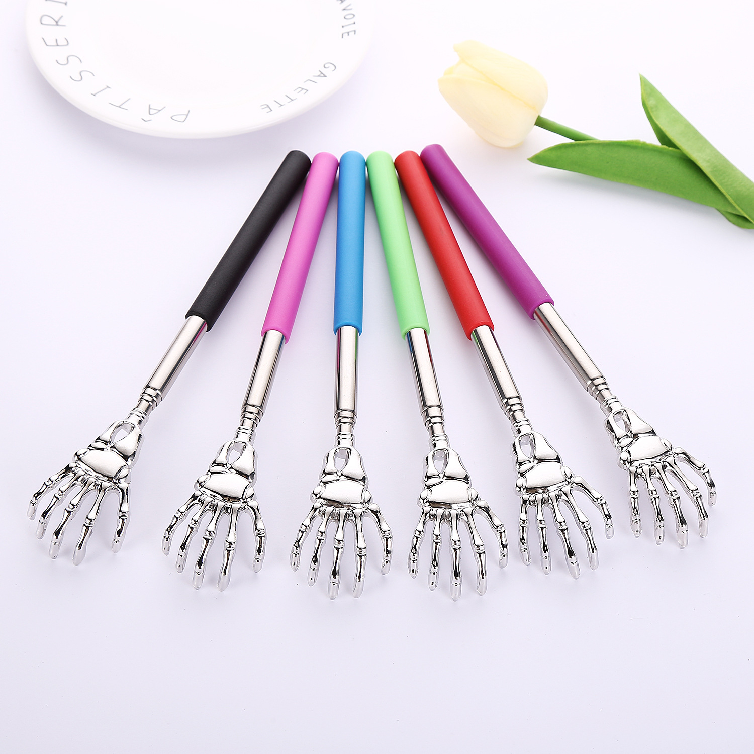 Portable Telescopic Back Scratcher Stainless Steel, Extendable 8.3-22.8" with Comfort Grip Handle Happy Health Products