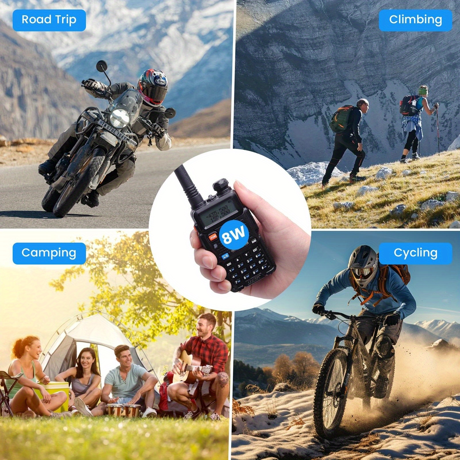 1/2PCS BaoFeng UV-5R 8W Tri-Power Walkie Talkie High Power Dual Band Long Range 128 CH Portable Handheld UV 5R Ham Two Way Radio