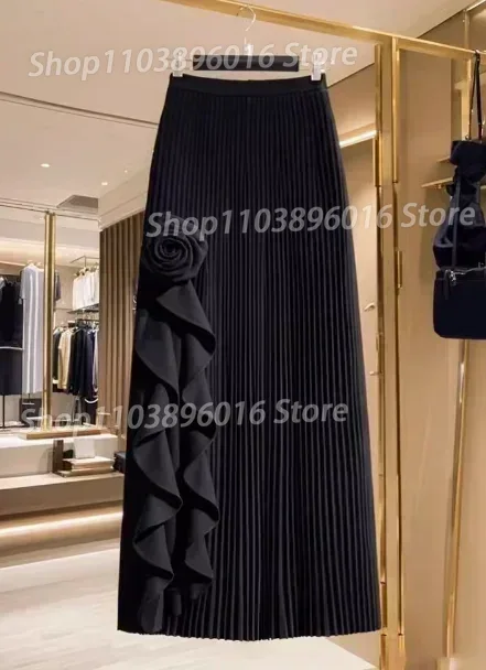 Faldas Mujer Moda 2024 หวานMaxi MidiยาวบางสีชมพูRoseไม่สม่ําเสมอA-LineกระโปรงVINTAGE Harajukuกระโปรงผู้หญิงใหม่Jupe