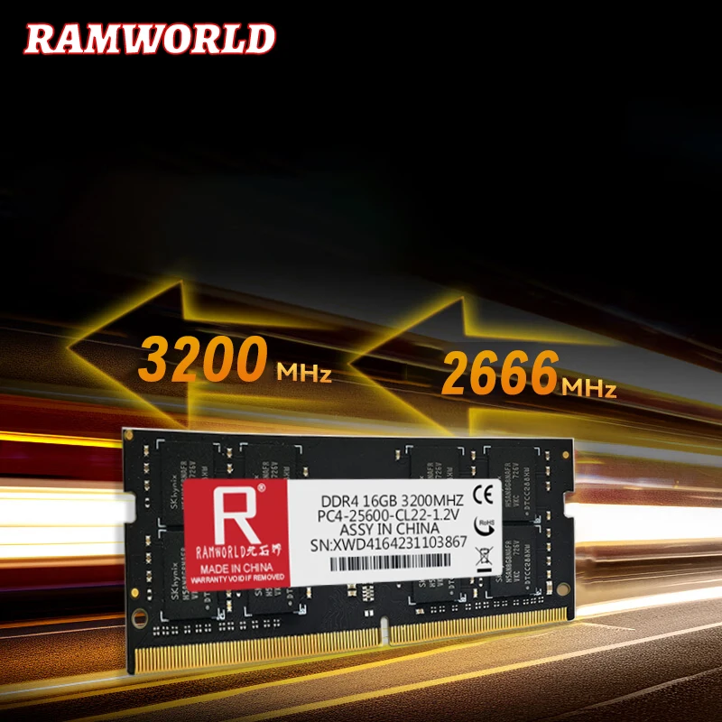 RAMWORLD DDR4 16GB 8GB 4GB 3200MHz 2666MHz 2400MHz 2133MHz Notebook Memoria Ram PC4 CL16/17/19/22 1.2V  SODIMM Laptop Memory