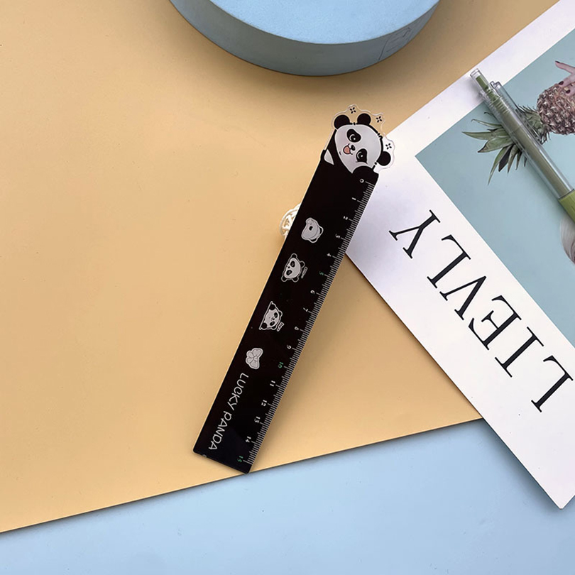 かわいいパンダ定規学用品、regla描画ツール、学校のアクセサリー、店の生地、カワイイステーショナリールール、15cm