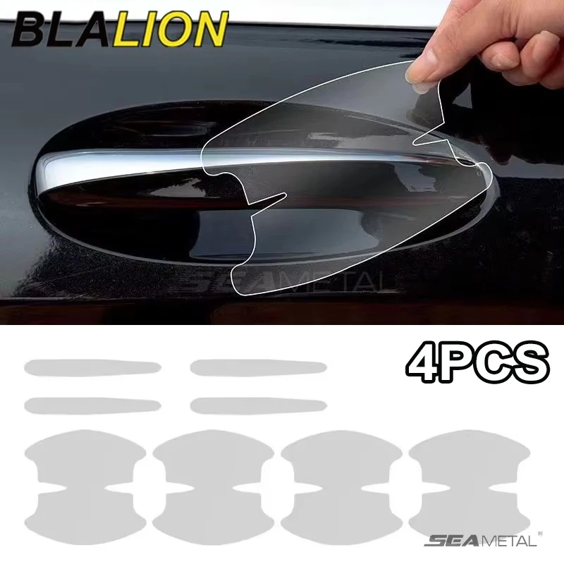 Blalion 4 pçs universal maçaneta da porta do carro tigela adesivos de proteção contra riscos transparente alça do carro tira de proteção anti-colisão