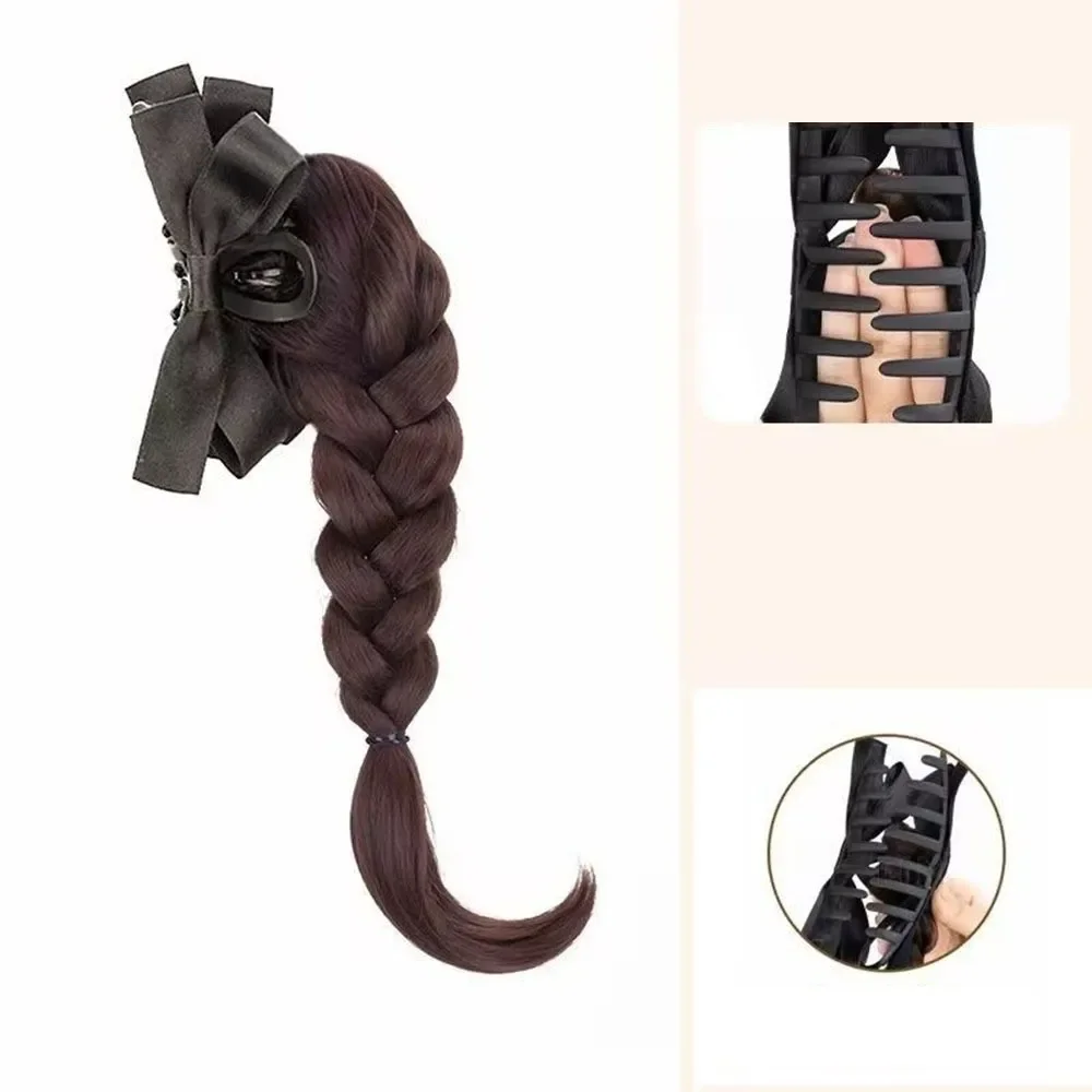Twist Braid Synthetische Perücke Clip Bogen Hohe Pferdeschwanz Temperament Süße Natürliche Simulation Zurück Kopf Braid Haar Clip Perücke Tasche