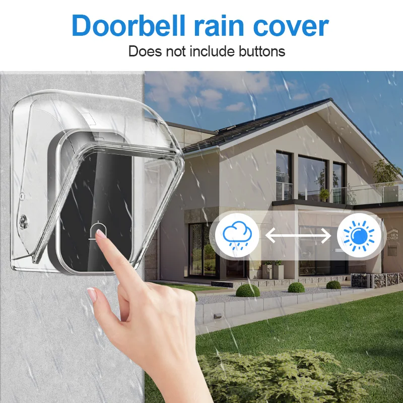 Cubierta de timbre inalámbrico para exteriores, cubierta impermeable para llamadas, Protector de botón de timbre de puerta transparente, cubierta de lluvia con botón de anillo a prueba de polvo