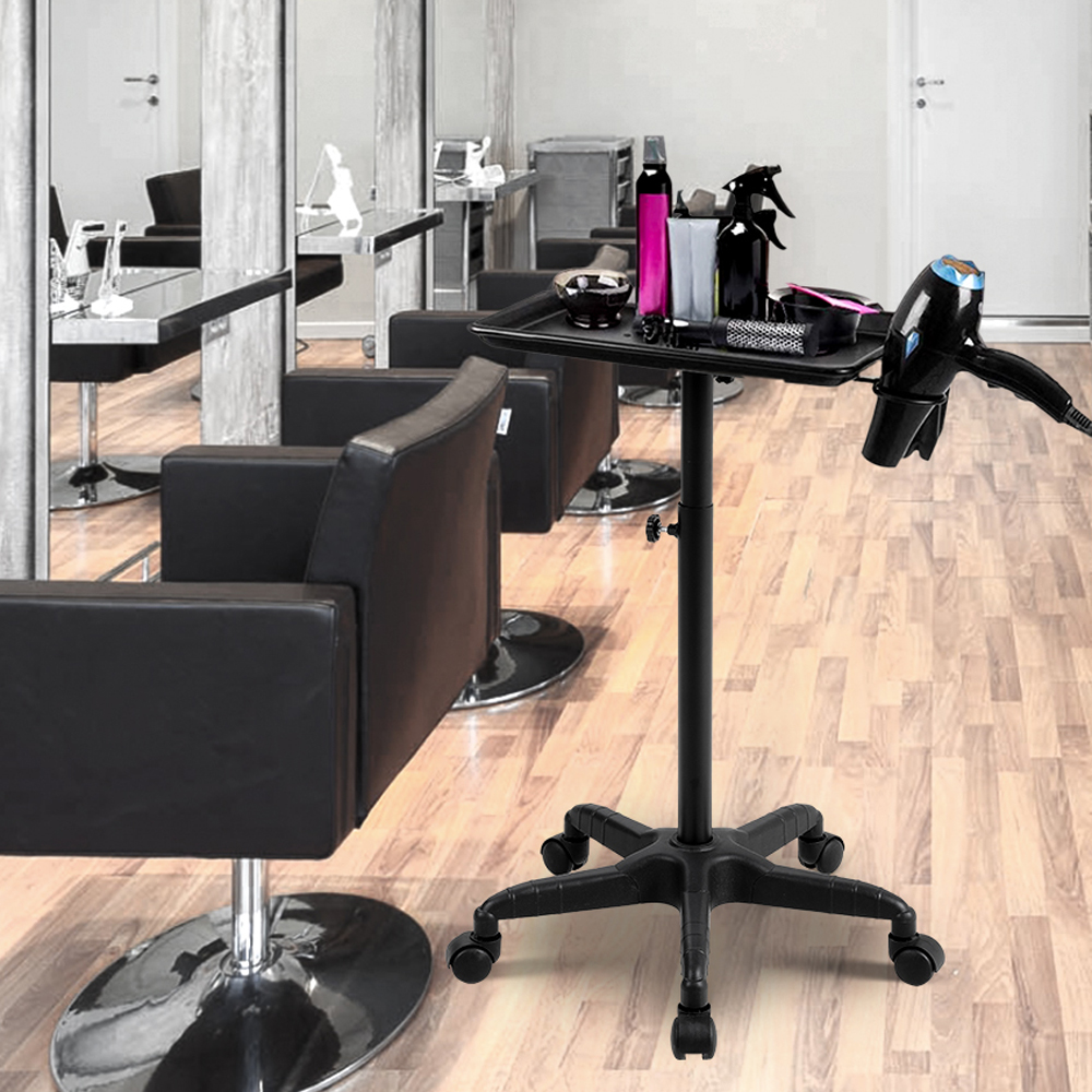 Voltsify Adjustable Salon Tray Cart on Wheels Includes 2 Holders for Hair Dryers and Brushes