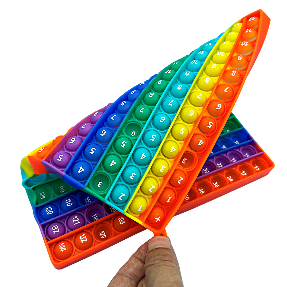 12x12 Multiplication 12+12 Addition Quick Push Fidget Math Games Pop Toys Silicone Rainbow Math Learning Educational Toy for Kid