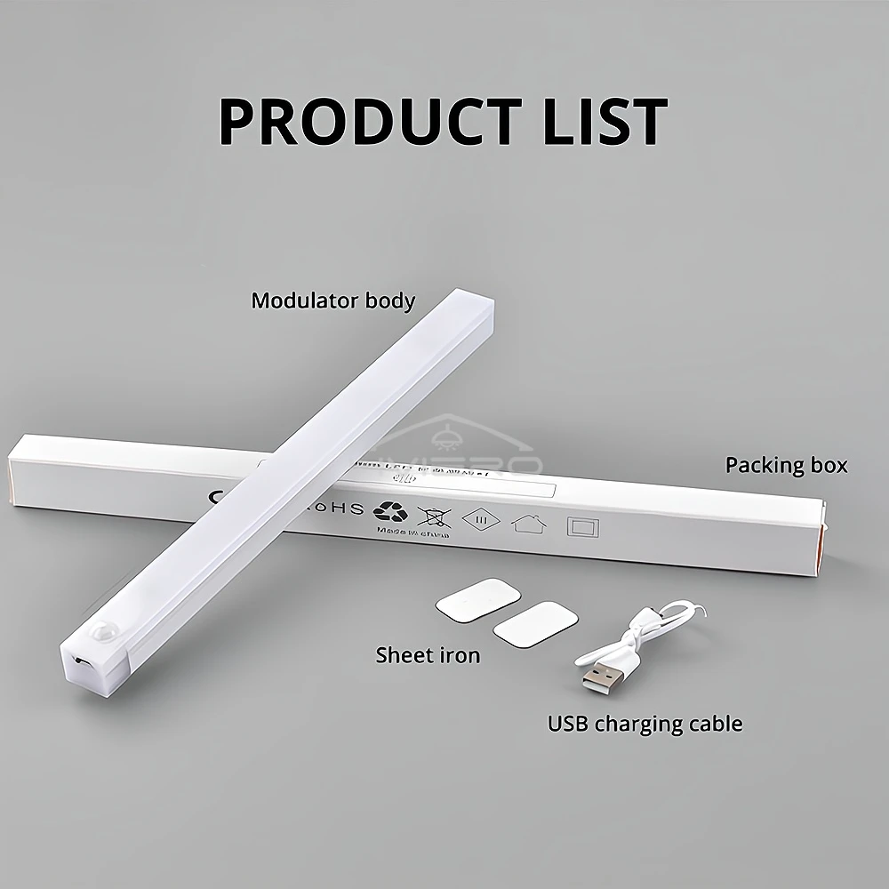 Motion Sensor ไฟกลางคืนโคมไฟ LED ไร้สาย USB ชาร์จแม่เหล็กสําหรับตู้เสื้อผ้าตู้เสื้อผ้าห้องครัวทางเดินหลอดเครื่องตรวจจับหลอดไฟ