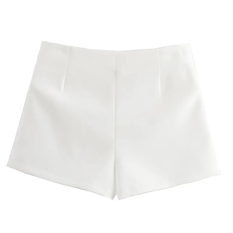 TRAF 弓ピンクスコート女性のためのハイウエストミニ白スカートパンツファッション夏の女性のスコートストリート非対称キュロット