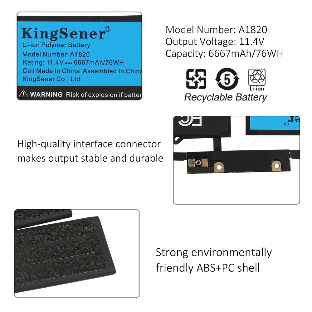 KingSener Mới A1820 Pin Dành Cho Laptop Dành Cho APPLE MACBOOK PRO 15 "A1707 2016 2017 Năm 11.4V 6667MAh