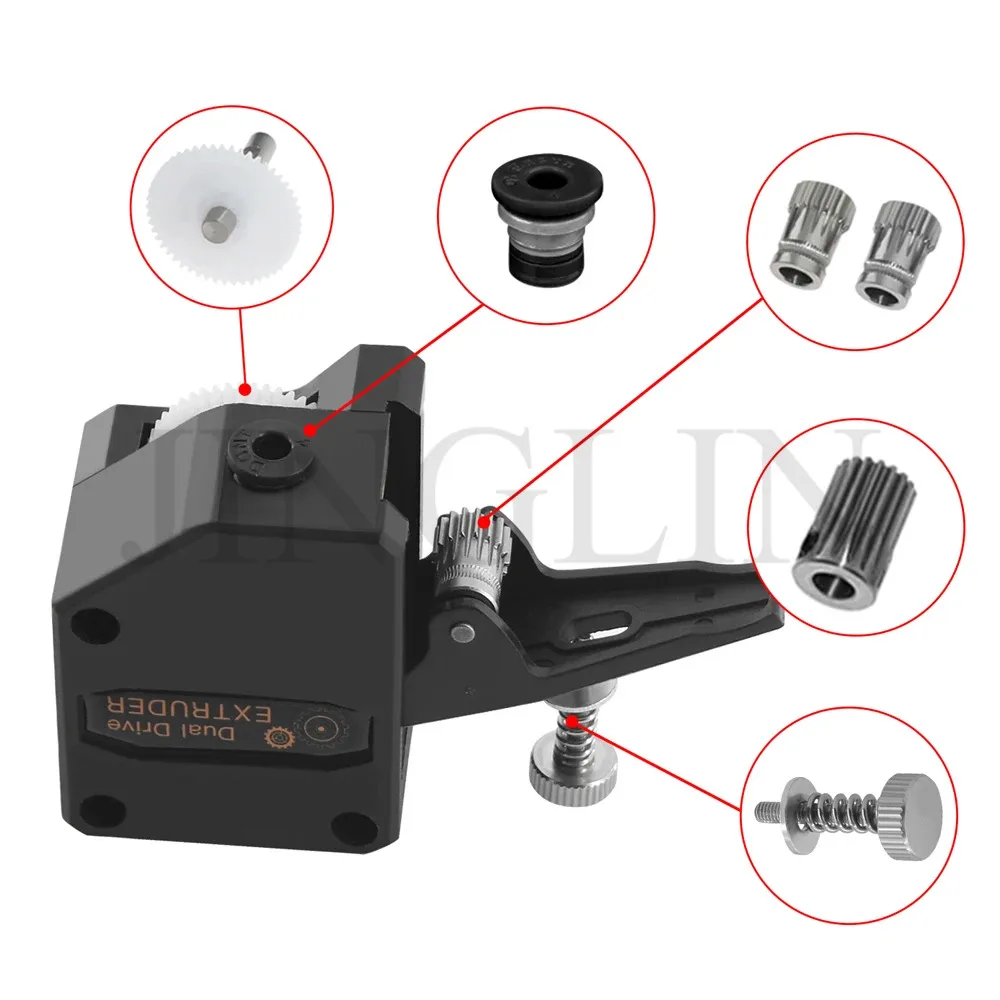 Twotrees 3D Printer Parts MK8 CR10 Clone Dual Drive Gear Extruder Upgrade Bowden Direct Extruder 1.75mm TPU Flexible Filament