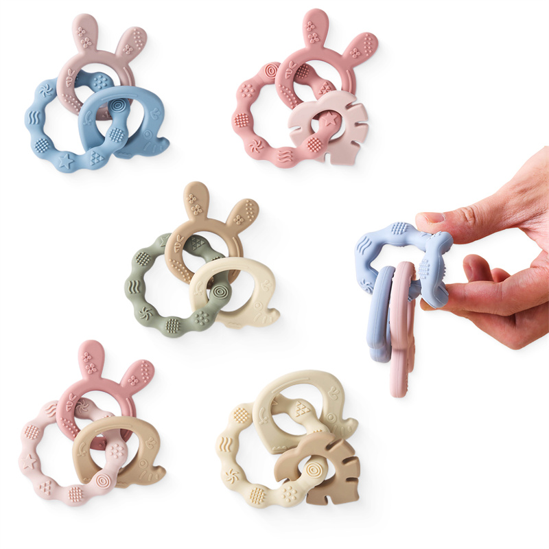 1 Stück Baby Silikon Beißring Ring bpa frei Rasseln Armband Lebensmittel qualität Neugeborene niedlichen Tintenfisch geformt Gesundheits wesen Beißring Spielzeug
