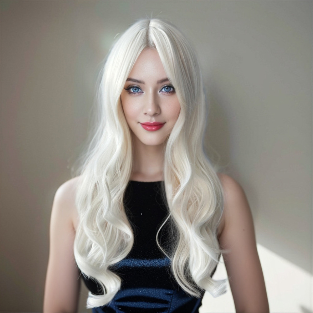 65 センチメートル合成かつら白ロングカールふわふわ波状巻き毛かつら妖精スタイルロングヘアかつらファッションフルヘッドカバーアクセサリー