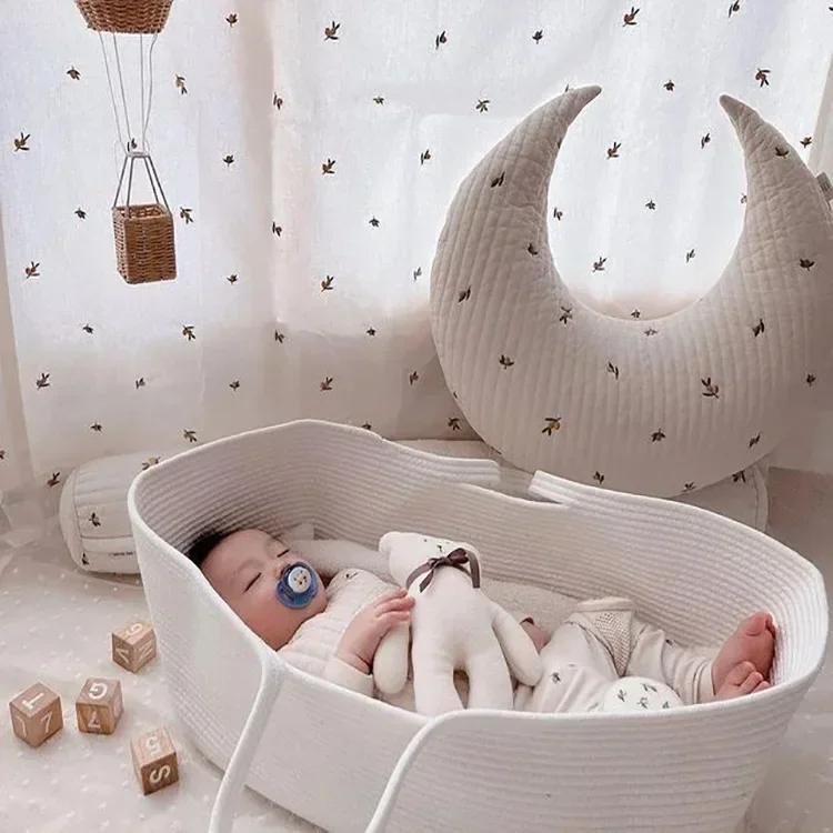Portátil bebê moses cesta transportadora corda de algodão tecido berço cama berço berço berço berço berço berço do berçário decoração cunas para el bebe